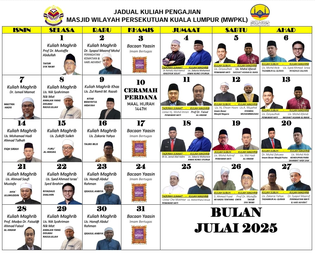 jadual kuliah jun 2025